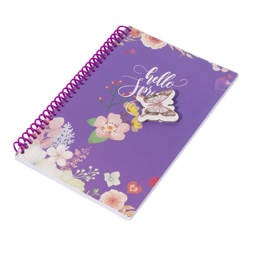 Записная книжка, пакет, А5, Alingar, замочек, сиреневый, "Бабочка в сердце"