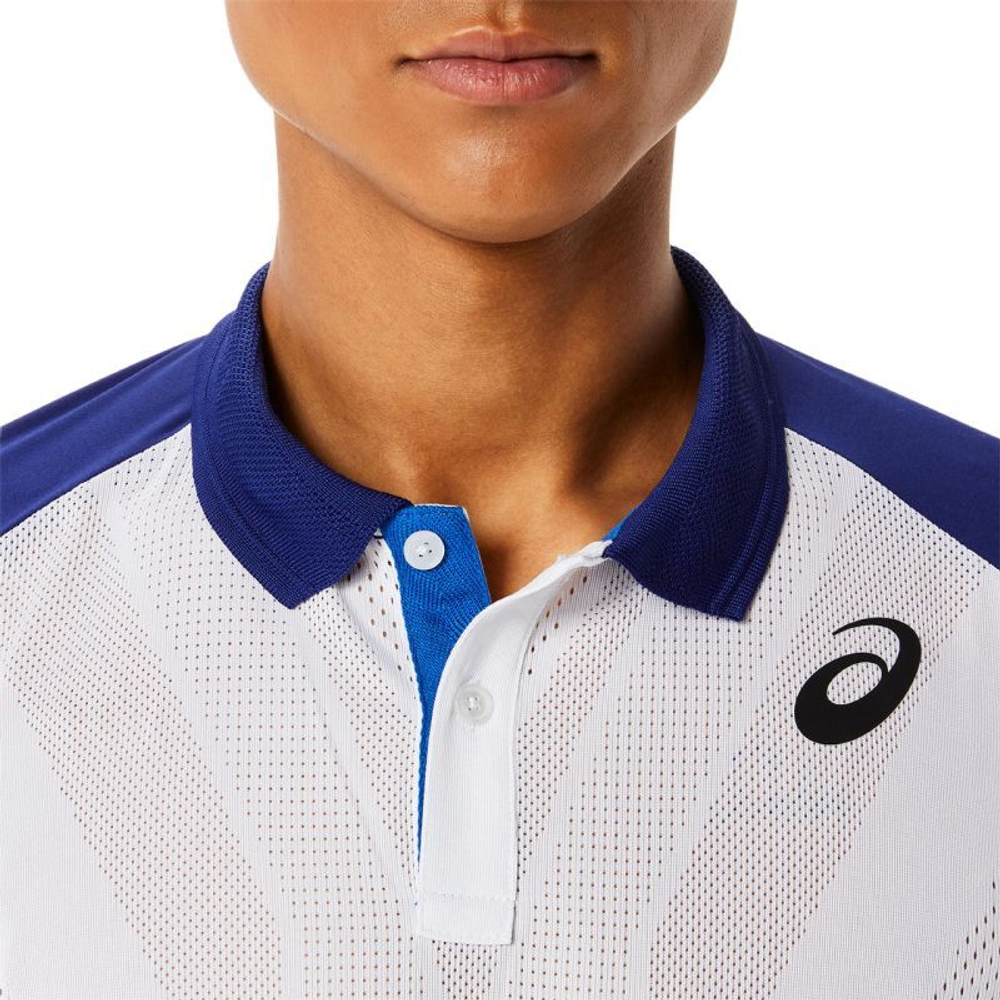 Мужское теннисное поло Asics Match Actibreeze Polo Short M - brilliant white/dive blue