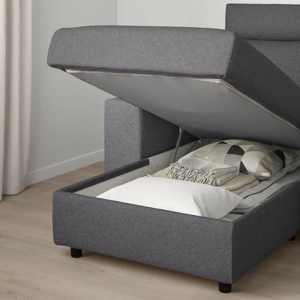 Диван угловой 2-местный - IKEA VIMLE, 266х98/164х83 см, серый, ВИМЛЕ ИКЕА