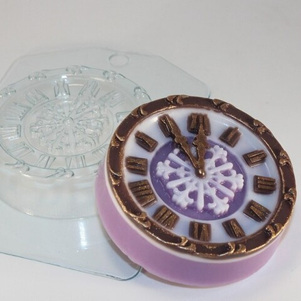 Форма пластиковая "Часы новогодние d8 см."