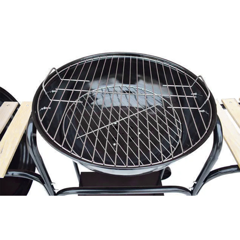 Гриль-мангал передвижной на колесиках, с полками