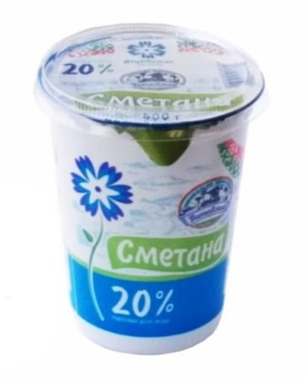 Сметана 20% 380г. Витебское молоко