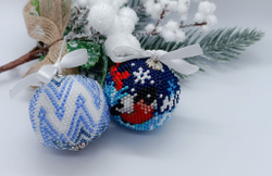 Елочная Игрушка, Шарики на Елку из Бисера, Ручная работа, Зимняя вьюга