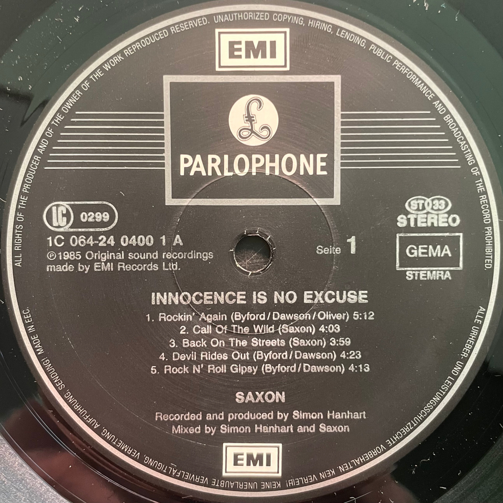 Saxon - Innocence Is No Excuse (Европа 1985г.)