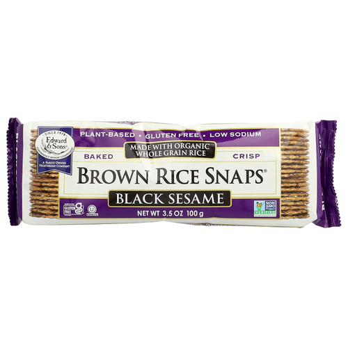 Edward & Sons, Baked Crisp Brown Rice Snaps®, черный кунжут, 100 г (3,5 унции)