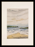 Картина авторская акрилом на холсте в паспарту 21х30 см на стену для интерьера "Ветреный день"