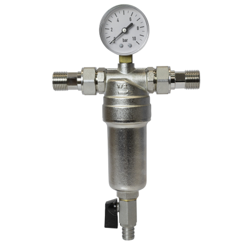Фильтр самоочищающийся 1/2'' нар/нар с манометром VRT