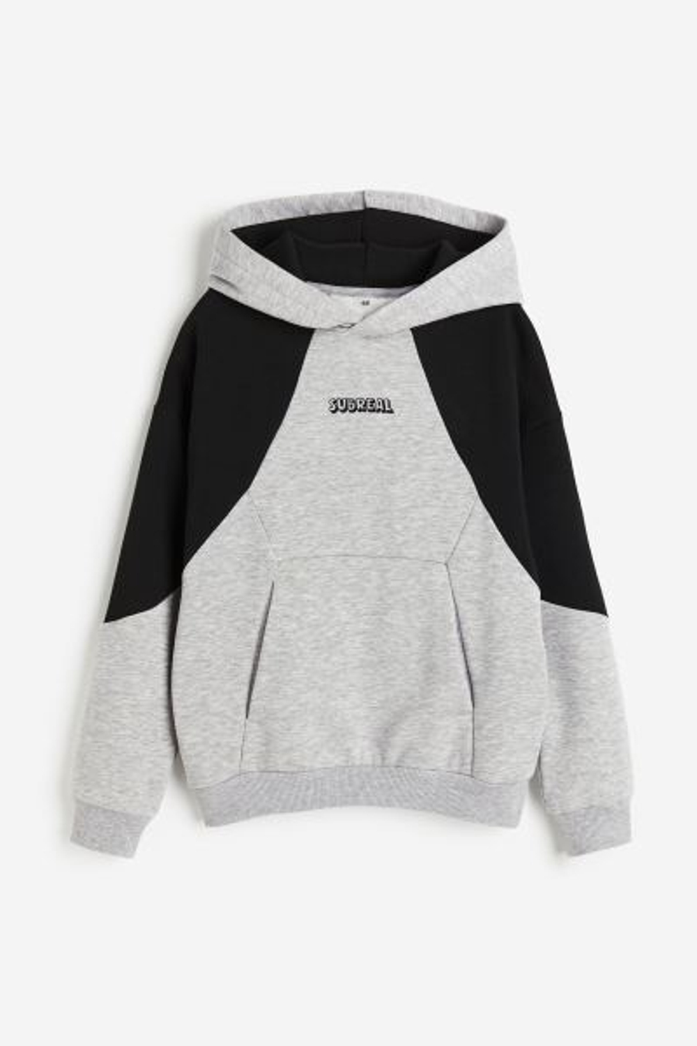 H&M Толстовка с надписью и капюшоном, серый с меланжевым эффектом