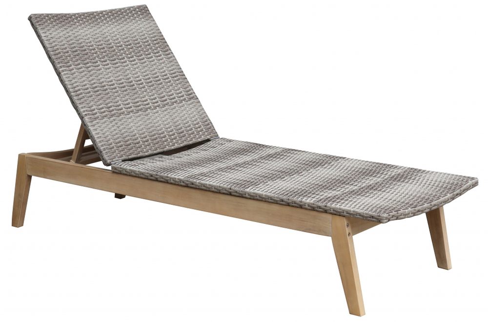 Шезлонг деревянный плетеный с матрасом Tagliamento Coast, натуральный, серебристый, антрацит