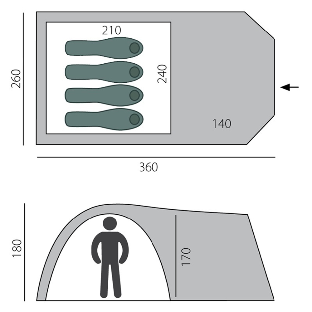 Палатка кемпинговая семейная BTrace Element 4