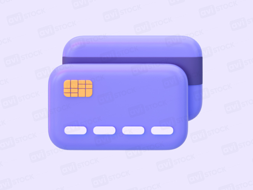 Банковская дебетовая кредитная карта - 3D модель