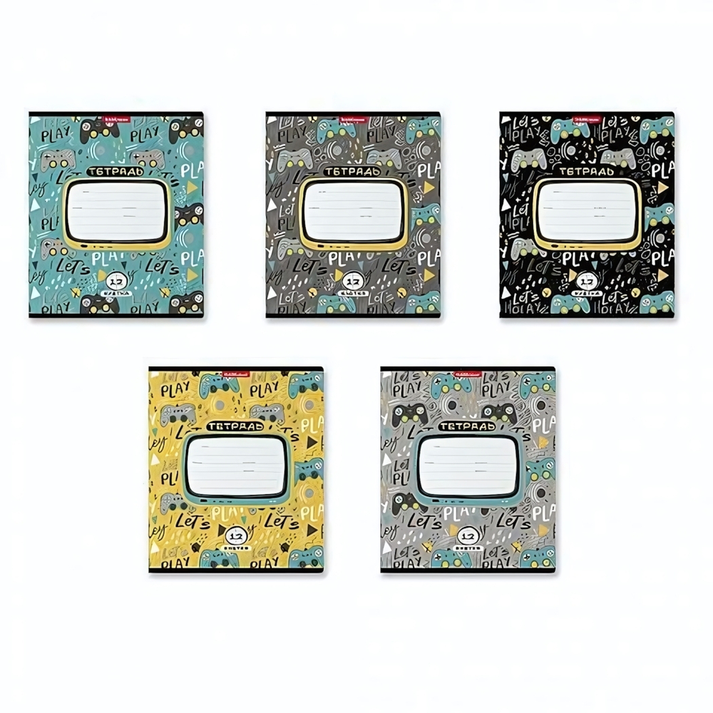 Тетрадь школьная А5 12л клетка "Gamepad MIX-PACK" (Erich Krause) микс цветов (комплект 3 шт)