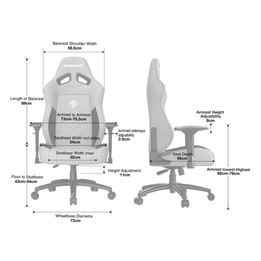 Кресло игровое Anda Seat T Compact, Серый