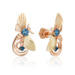 Серьги-пусеты «Мелодия ночи» из комбинированного золота с топазами