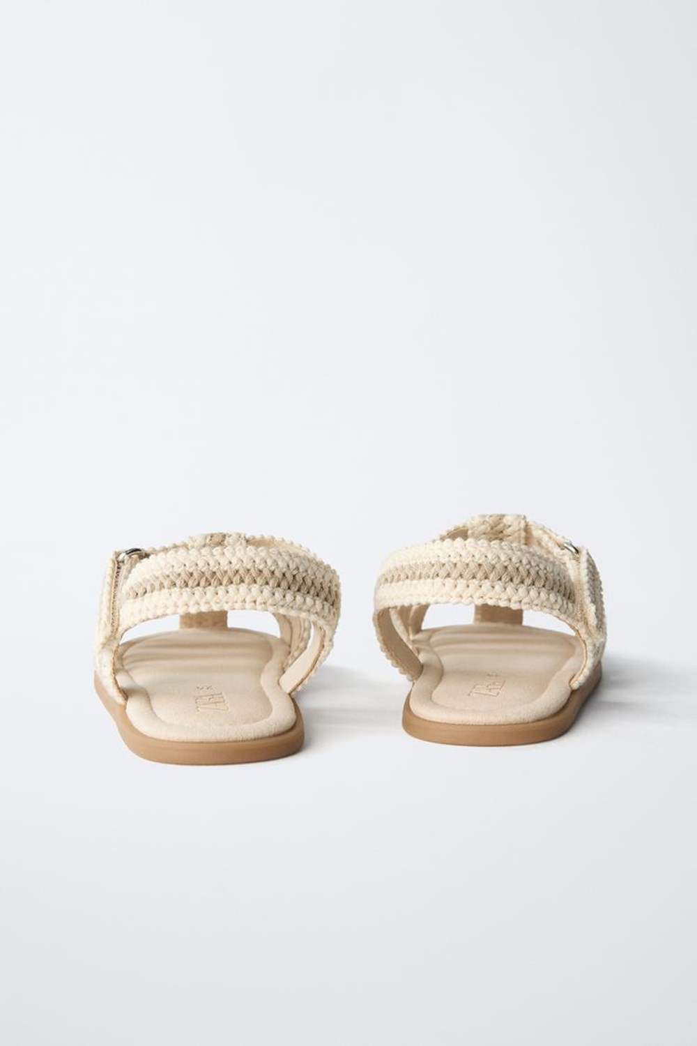 ZARA САНДАЛИИ ИЗ ХЛОПКА, ЭКРЮ