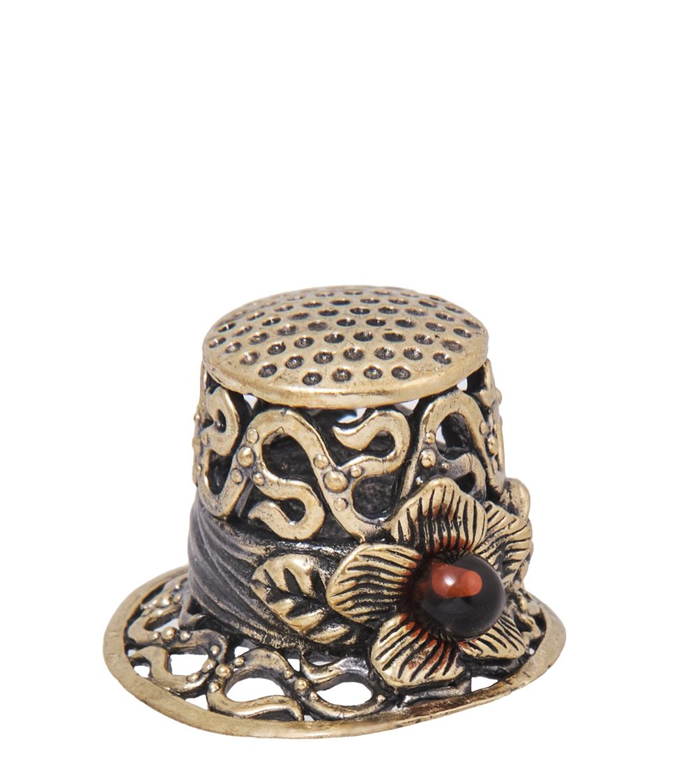 AM-4090 Наперсток «Шляпа Дамская» (латунь, янтарь)