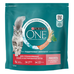 Сухой корм для стерилизованных кошек Purina ONE Лосось 1,5 кг