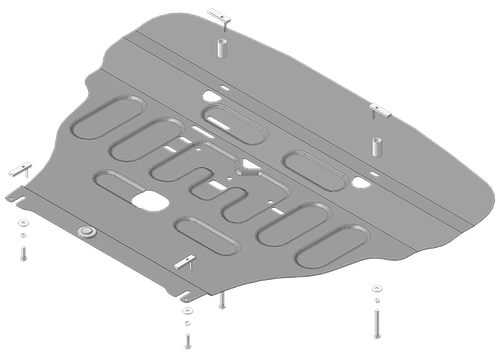 Защита картера Двигателя, КПП. 2 мм, Сталь. для Hyundai Staria 2022-н.в. MOTODOR.70908