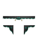 Ламбрекен с косынками стеганые Scania (экокожа, черный, зеленая лапша)