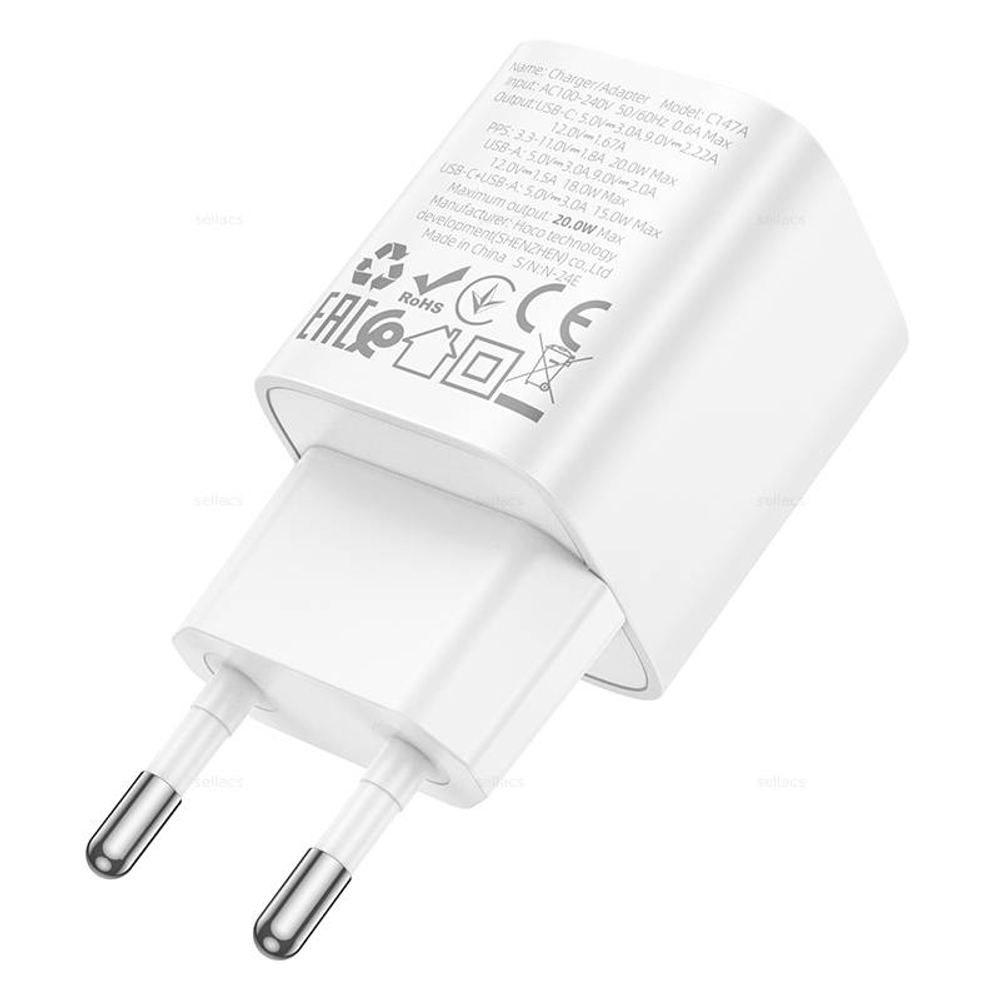 Зарядное устройство Hoco C147A PD20W+QC3.0 (white)