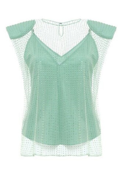 Сверкающий топ с обьемными плечами