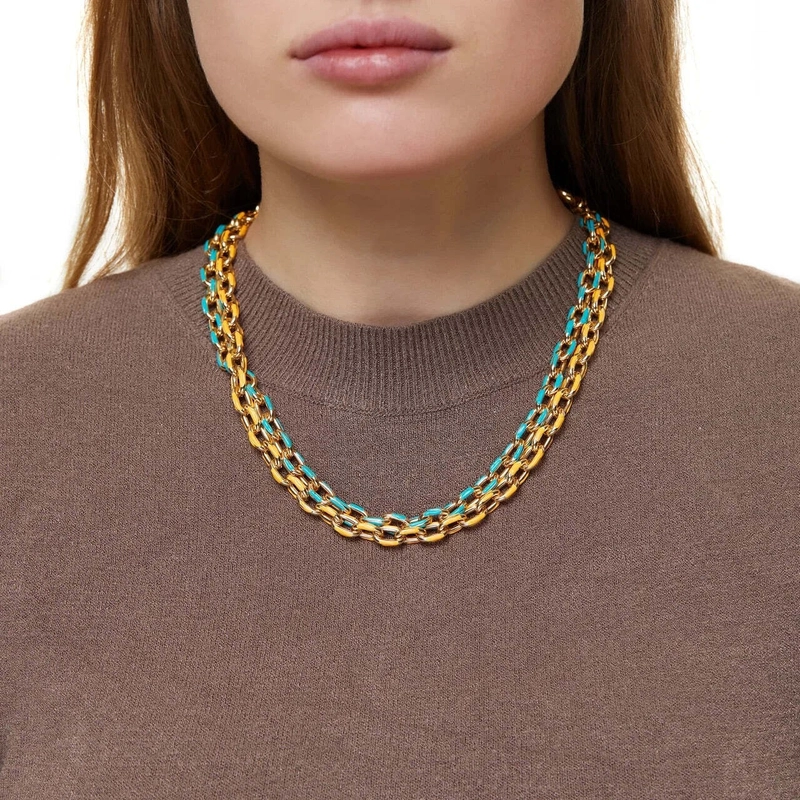 Колье Неоновая Оранжево-синяя Цепь