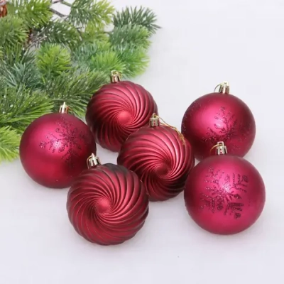Новогодние шары «Изящные узоры» 8 см (набор 9 шт), Рубин