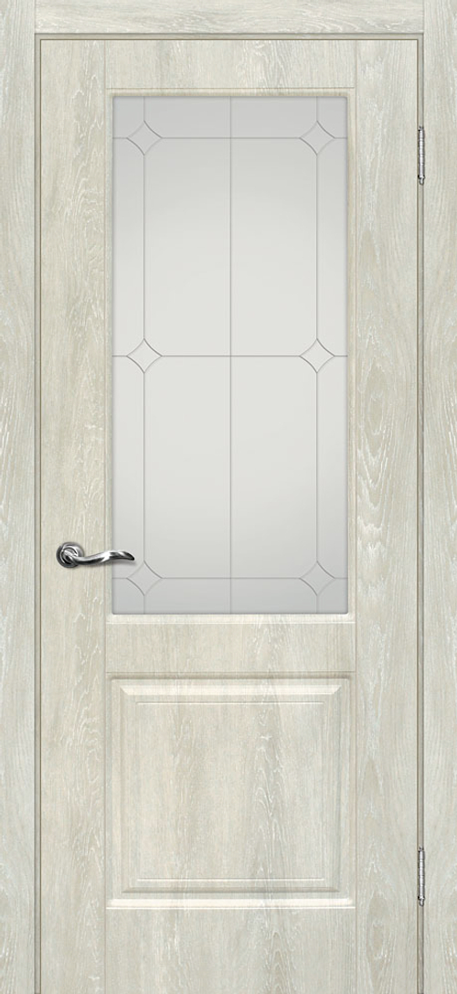 Дверь Версаль-1 / Цвет Дуб седой / Сатинат, контурный полимер серебро / Двери МАРИАМ