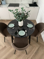 Круглый раздвижной стол "Черный мрамор" и 4 стула Элион