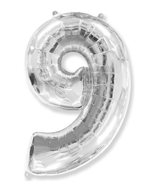 Шар цифра №9 Серебро
