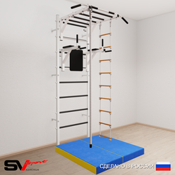 Шведская стенка Sv Sport усиленная 6454 (Турник рукоход/Брусья/Канат/Лестница/Мат 1м)