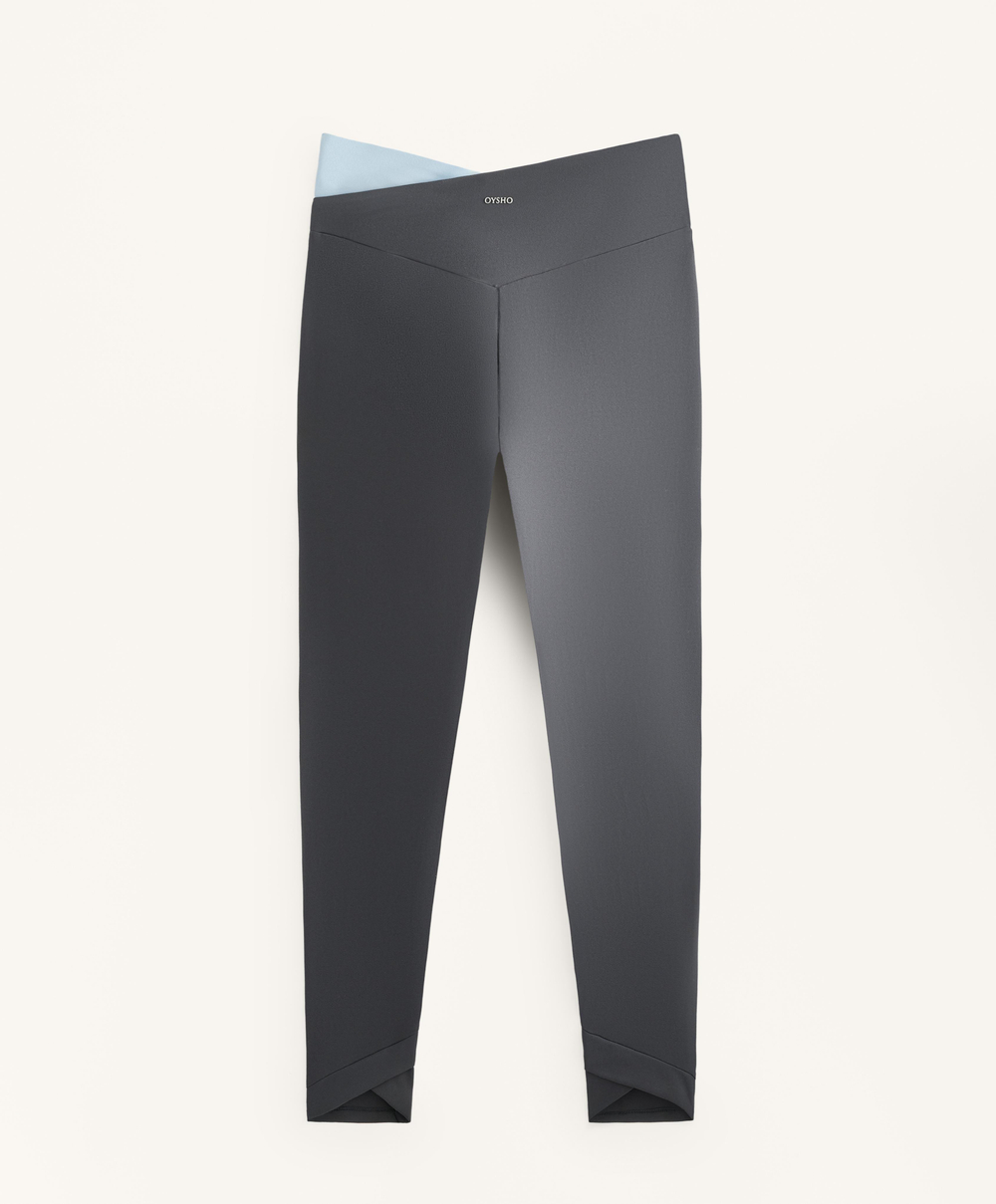 OYSHO Леггинсы Comfortlux с V-образным вырезом на талии и контрастной отделкой до щиколотки, асфальтовый