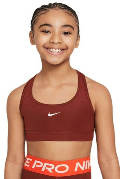 Топ для девочки теннисный Nike Girls Swoosh Sports Bra - dark team red/white
