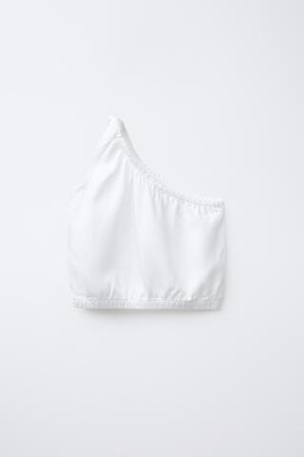 ZARA ТОП С АСИММЕТРИЧНЫМ ВЫРЕЗОМ, БЕЛЫЙ