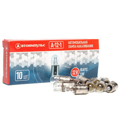 Автолампа накаливания T1W, 12 В, 1 Вт, BA9S (панели приборов)