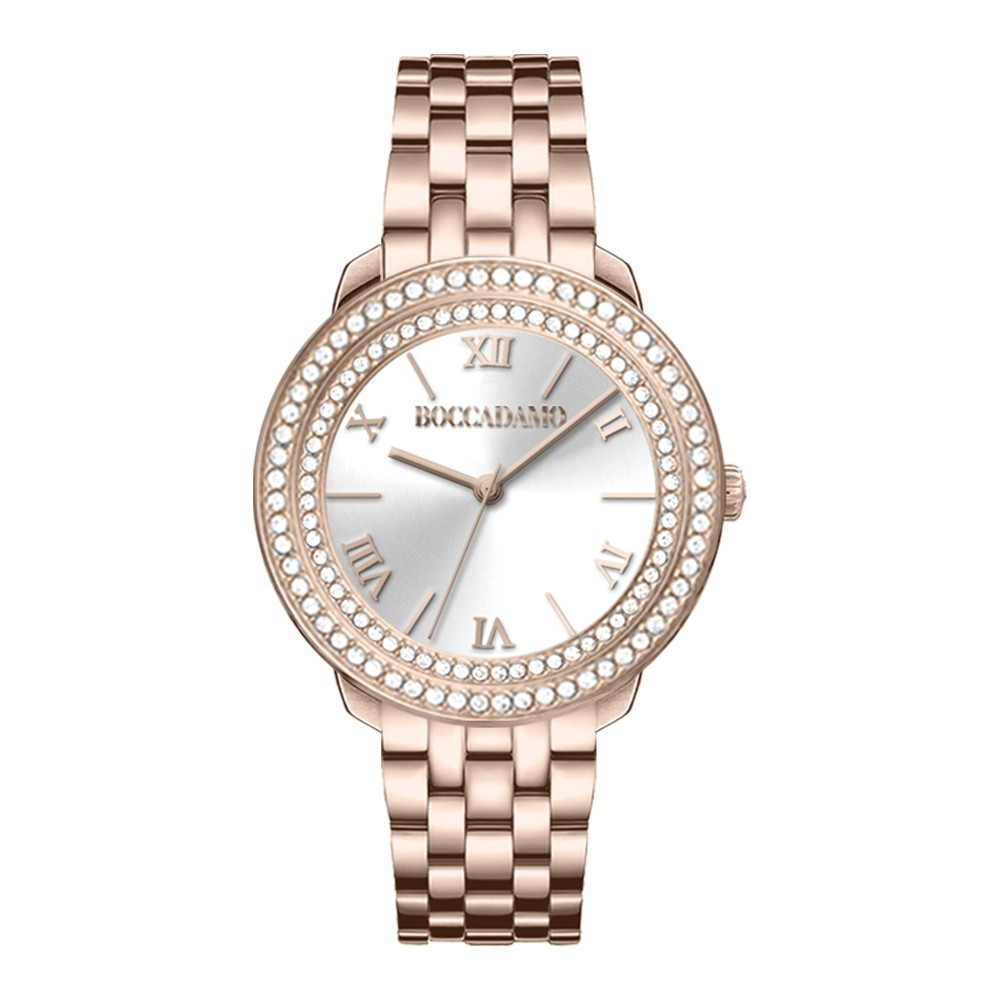Часы Boccadamo Diva Rosegold White DV005 BW/RG с минеральным стеклом, кристаллами Swarovski