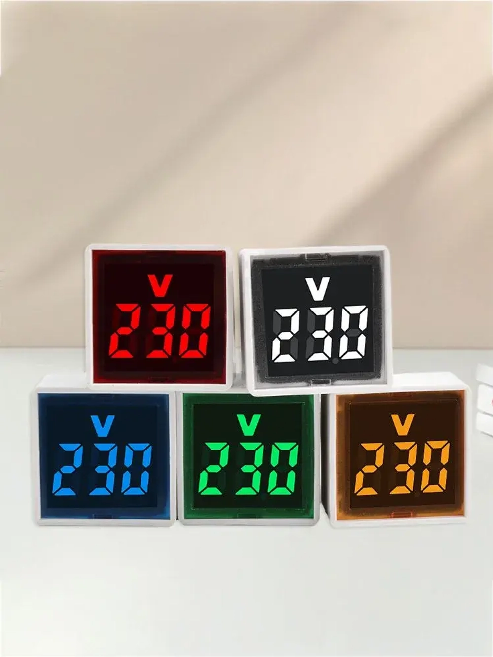 AC 220V 30mm квадратный европейский стандартный штекер LED цифровой дисплей AC вольтметр индикатор свет диапазон измерения 500V зеленый