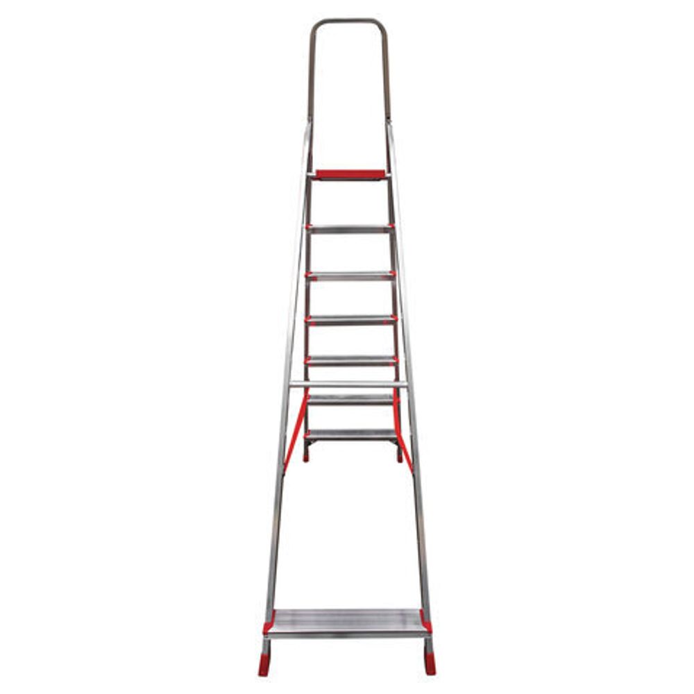 Стремянка алюминиевая 7 стандартных ступеней 9 см, площадка 1,5 м, нагрузка 225 кг, вес 7 кг, НОВАЯ ВЫСОТА, 3110107