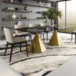 Стол овальный AXIS 230, керамика глянцевая, черная / опора золото