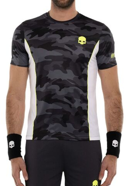 Теннисная футболка Hydrogen Camo Tech T-Shirt - anthracite camouflage/yellow fluo