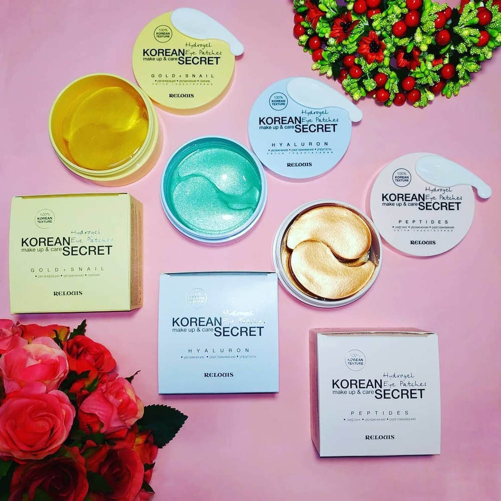 Relouis. Korean Secret. Патчи для кожи вокруг глаз Make Up&Care Hydrogel Eye Patches Gold+Snail