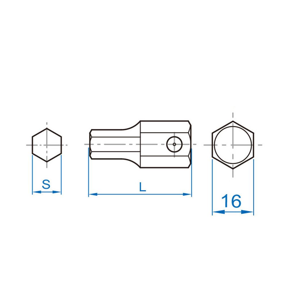 KING TONY (174017H) Вставка (бита) ударная торцевая 16 мм, L = 40 мм, HEX, 17 мм