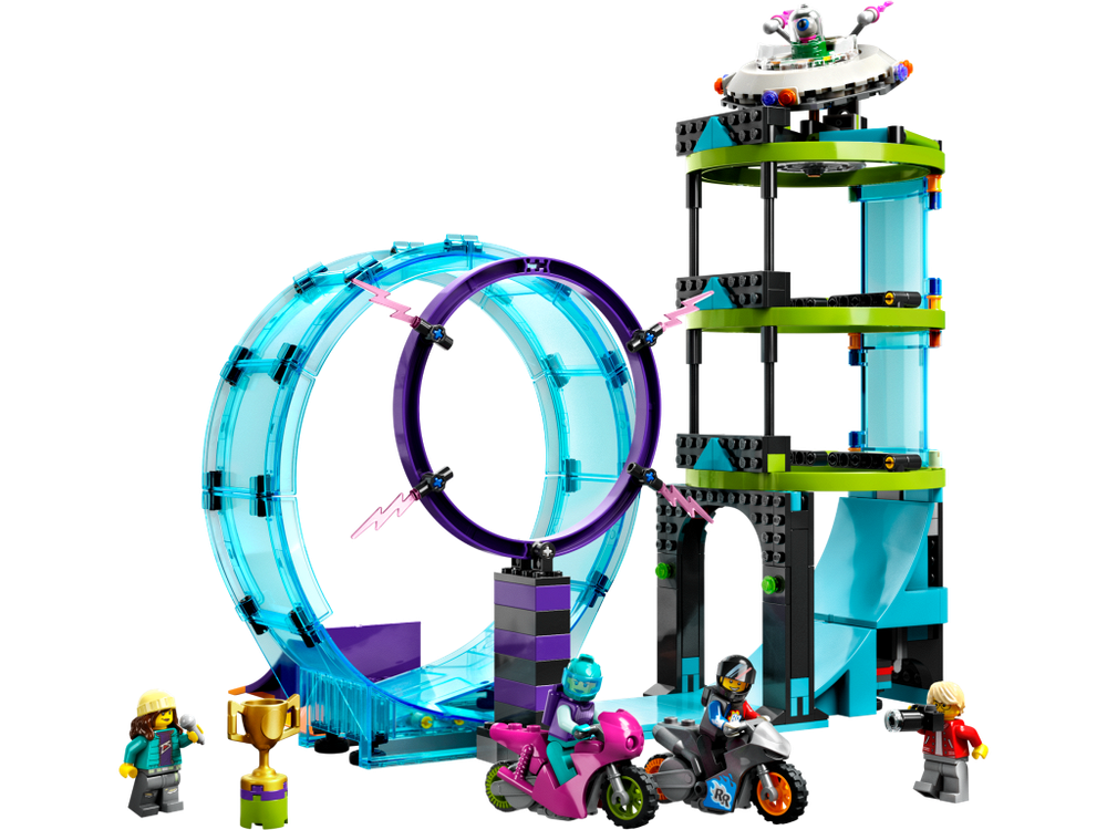 LEGO City 60361 лего Главное каскадерское испытание, набор для трюков с мотоциклом и рампами, оригинал LEGO