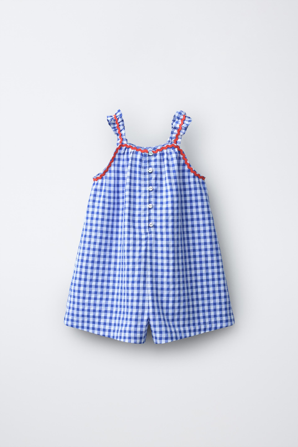 ZARA Х CASA LAWA КОРОТКИЙ КОМБИНЕЗОН В КЛЕТКУ ВИШИ, ЯРКО-СИНИЙ
