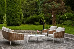 "Тоскана" лаунж-зона из искусственного ротанга, цвет соломенный