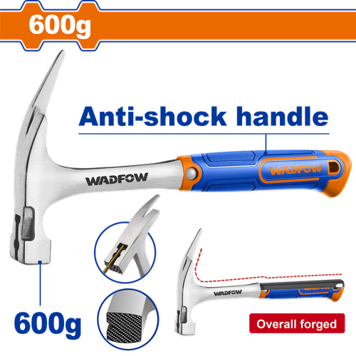 Молоток-гвоздодер 600 г (6/12) WADFOW WHM8360
