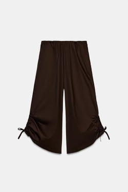 ZARA БРЮКИ КЮЛОТЫ С РЕГУЛИРУЕМЫМ НИЗОМ, ШОКОЛАДНО-КОРИЧНЕВЫЙ