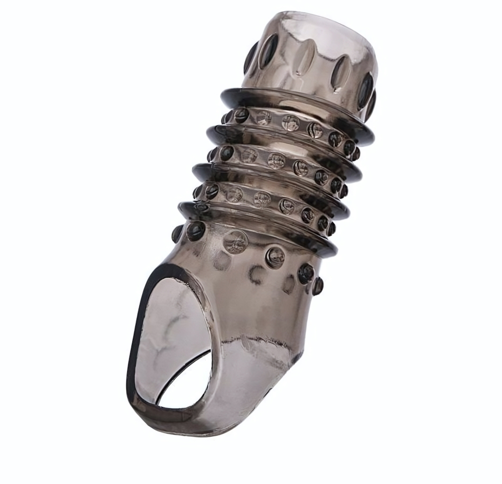 Открытая дымчатая насадка с точками и рёбрами ToyFa XLover - 11,5 см. (Цвет: дымчатый)