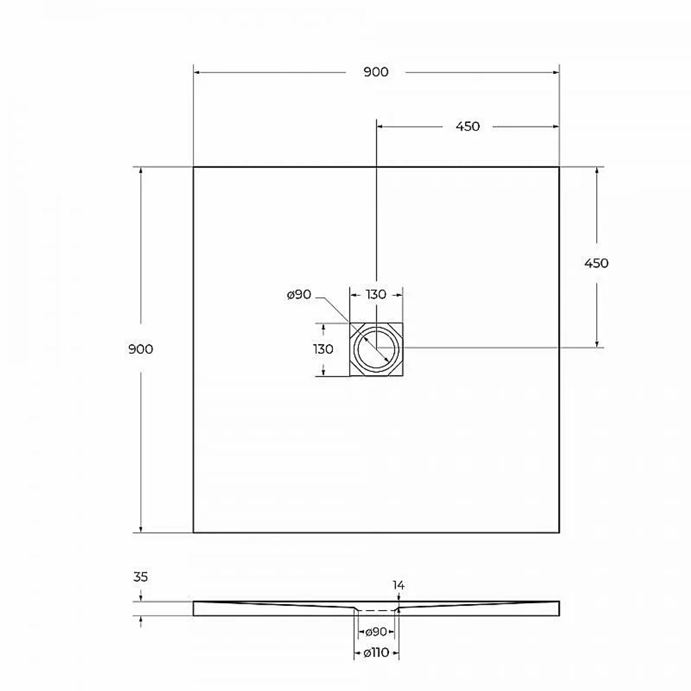 Душевой поддон BelBagno UNO TRAY-MR-UNO-A-90-35-NERO-CR 90х90 черный матовый