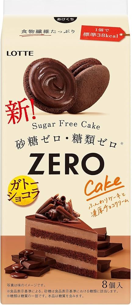 Пирожное Zero "Шоколадное гато" без сахара 8шт Lotte, 69.6г